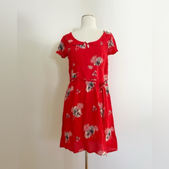 American Eagle Outfitters red floral dress size 6 - Picture 4 of 7